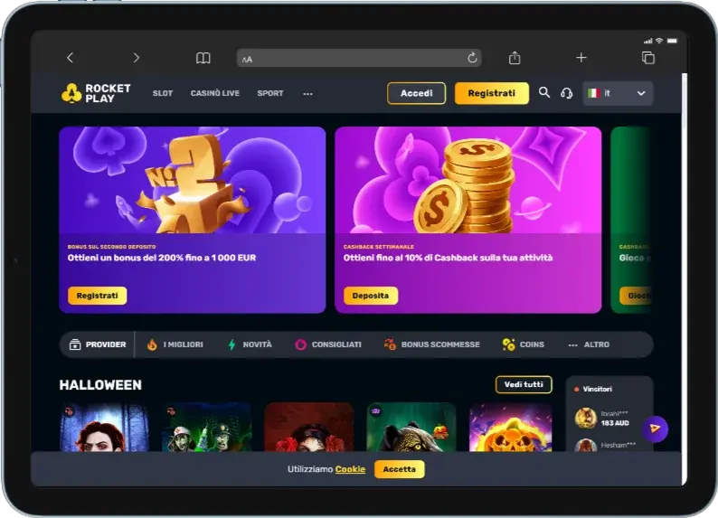 App RocketPlay Casino per la regione italiana